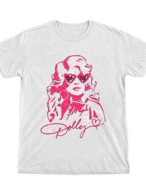 White Graphic Tee with Dolly Parton Shirt